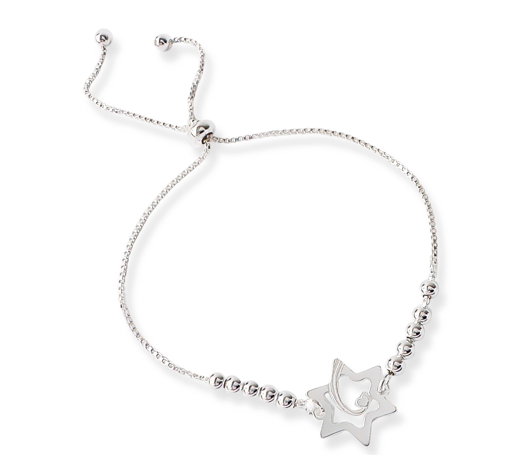 pulsera estrella de amor con sistema regulable elaborada en plata 925 de AMBAR Joyería Fina