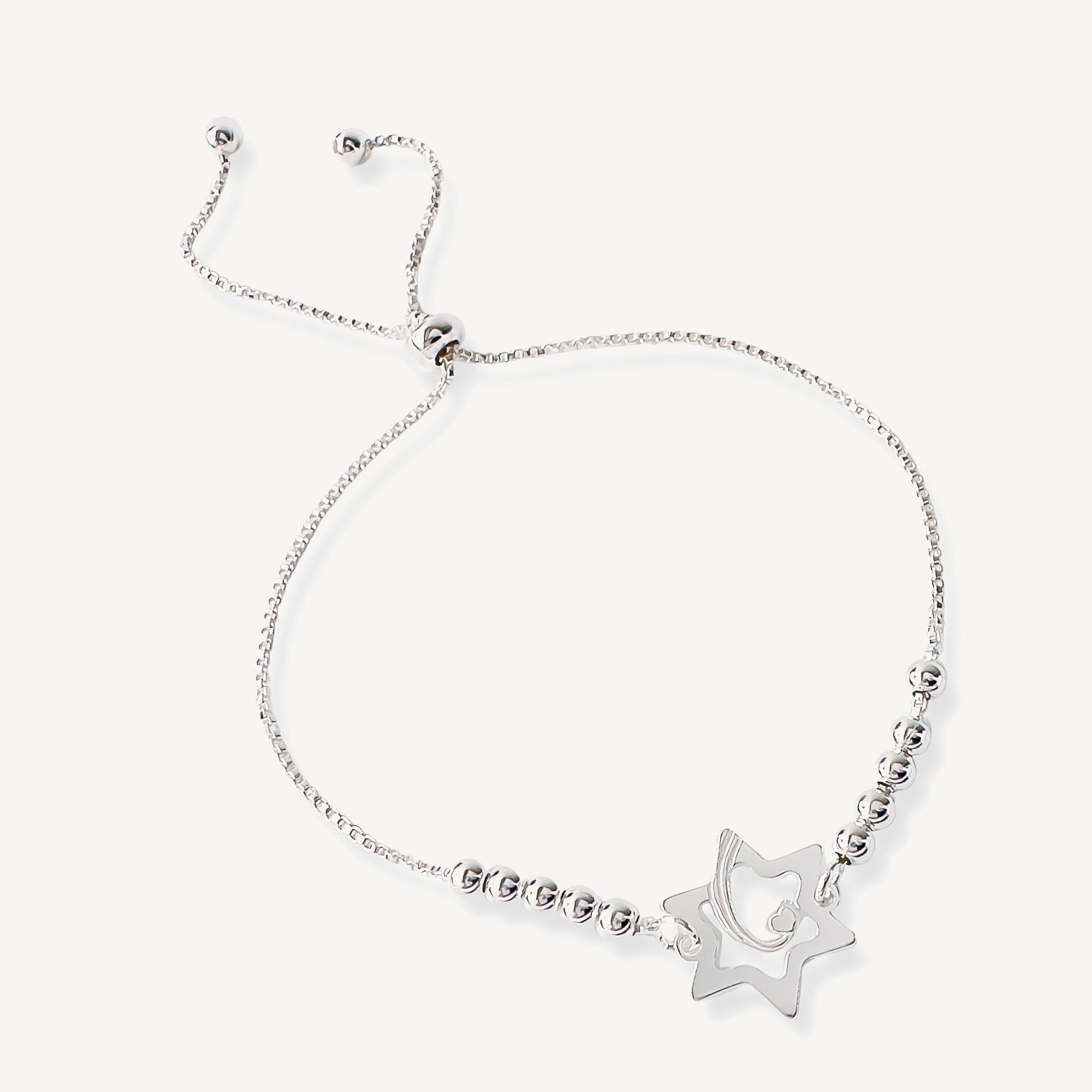 pulsera estrella de amor con sistema regulable elaborada en plata 925 de AMBAR Joyería Fina