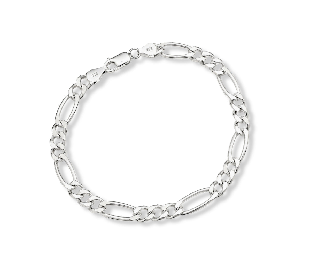 Pulsera Fígaro Legacy para hombre en plata 925 brillante con eslabones alargados de AMBAR joyería fina