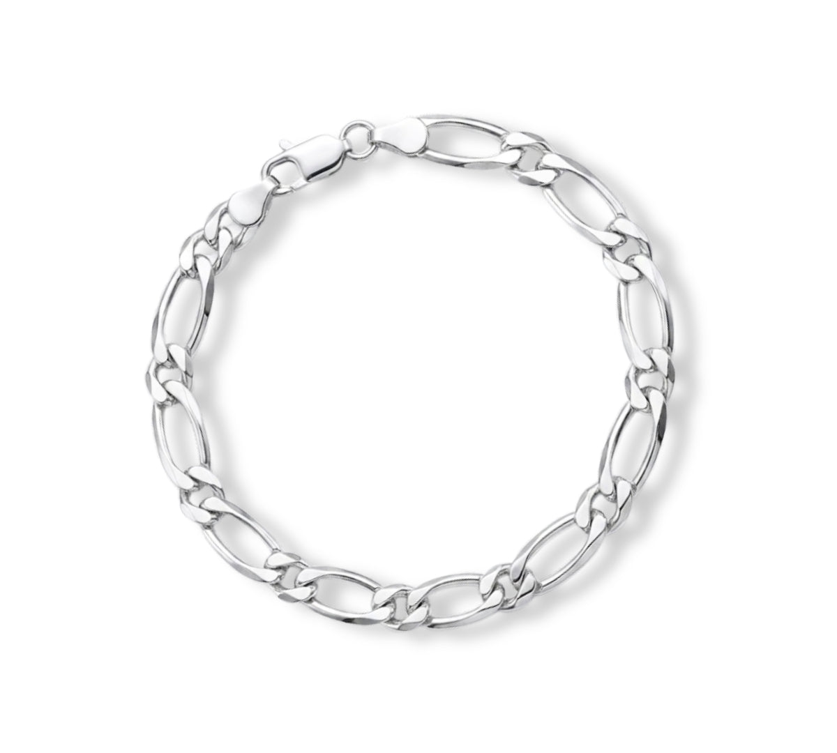Pulsera Fígaro Prime para hombre en plata 925 brillante con eslabones alargados de AMBAR joyería fina