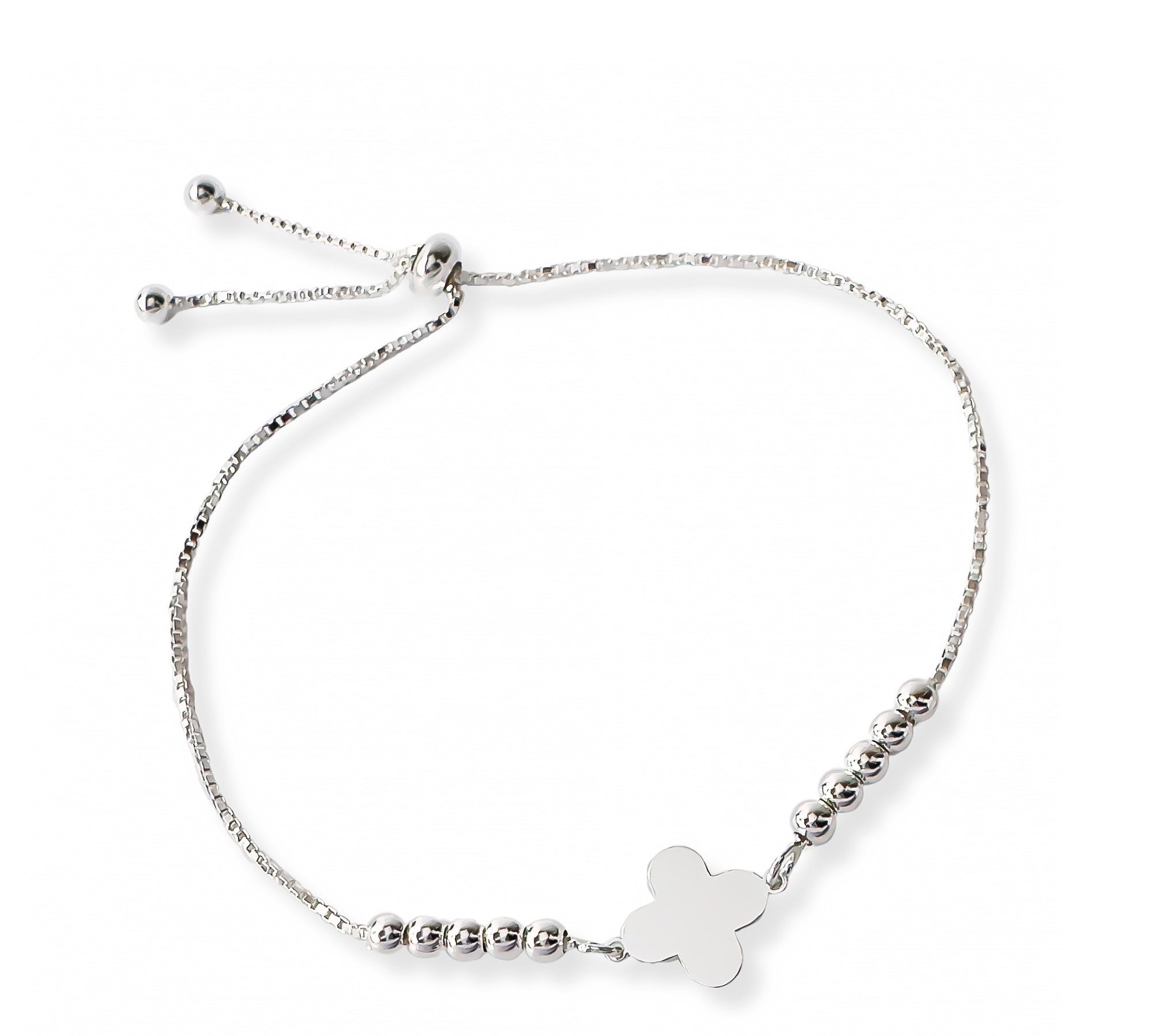 pulsera flor vc regulable elaborada en plata 925 de AMBAR Joyería Fina