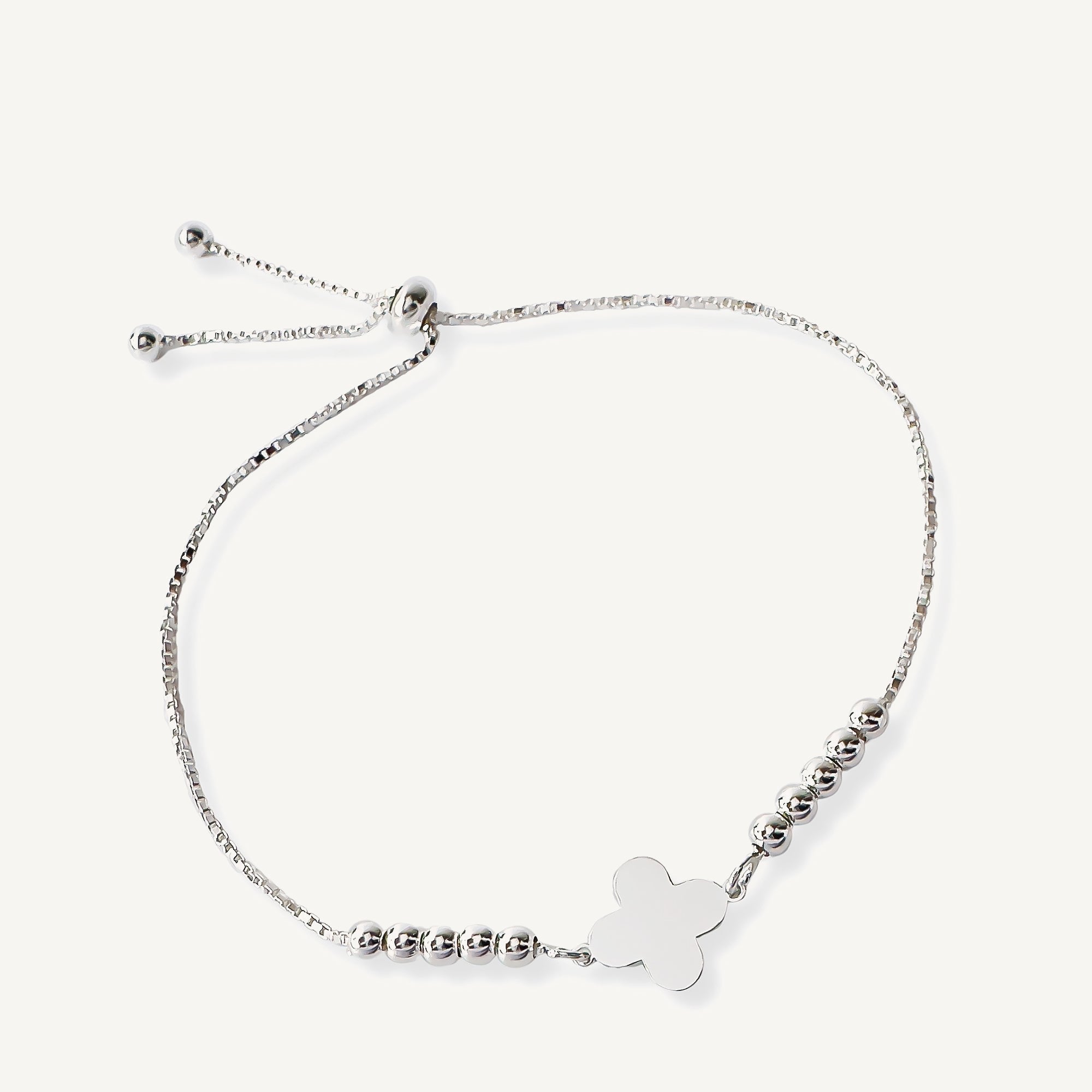 pulsera flor vc regulable elaborada en plata 925 de AMBAR Joyería Fina