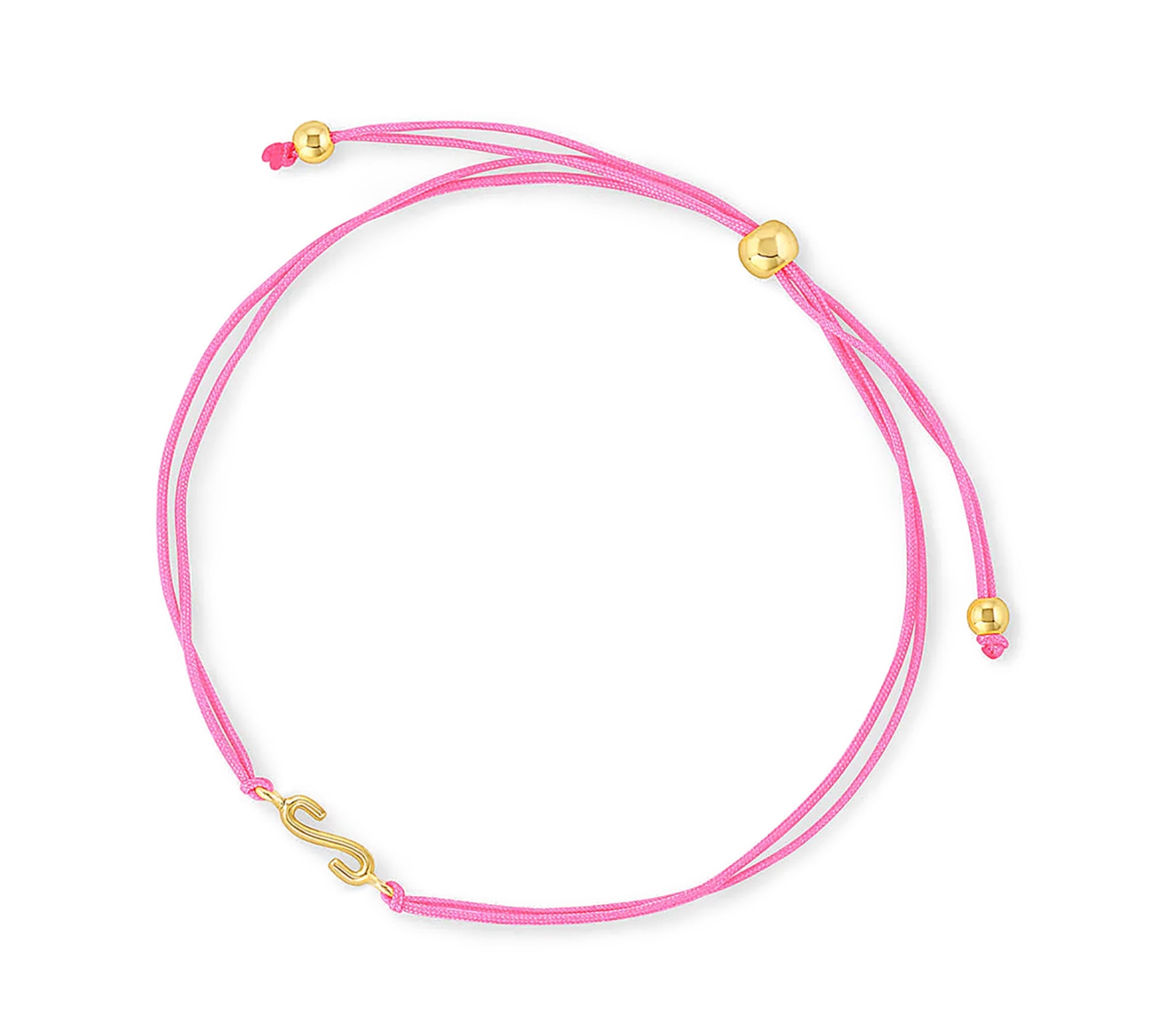 Pulsera hilo rosa letra S enchapada en oro 18K de AMBAR joyería fina