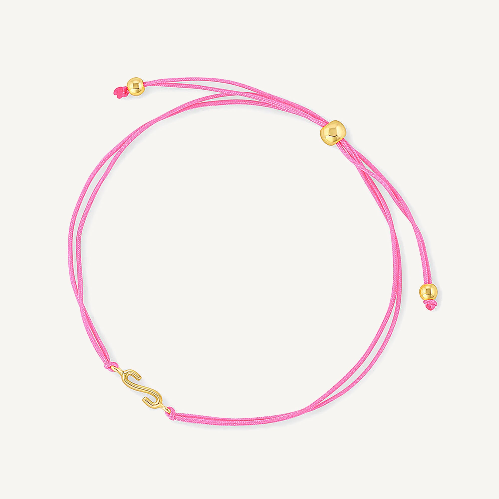 Pulsera hilo rosa letra S enchapada en oro 18K de AMBAR joyería fina