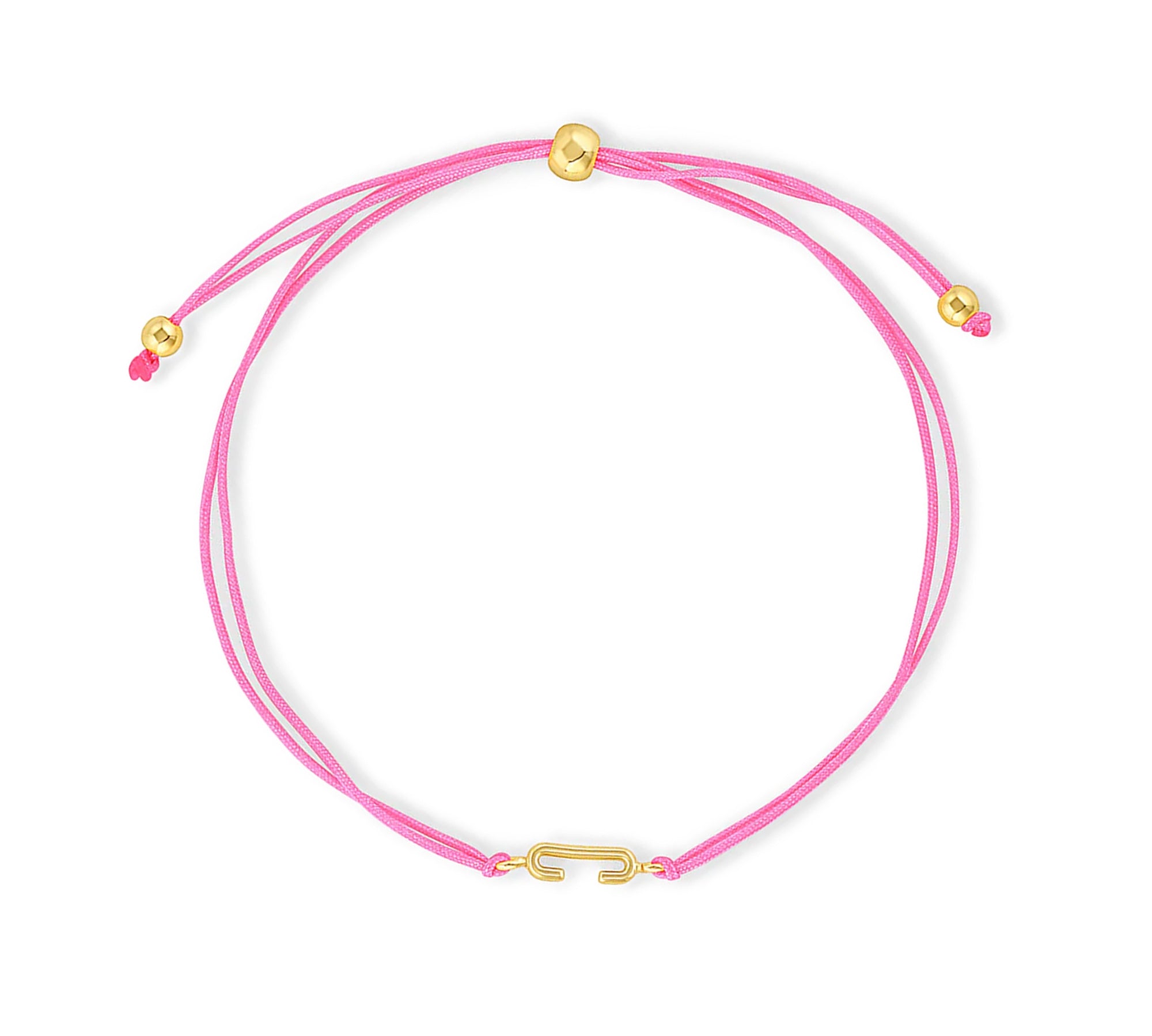 Pulsera hilo fuccia con inicial  c enchapada en oro 18K de AMBAR joyería fina