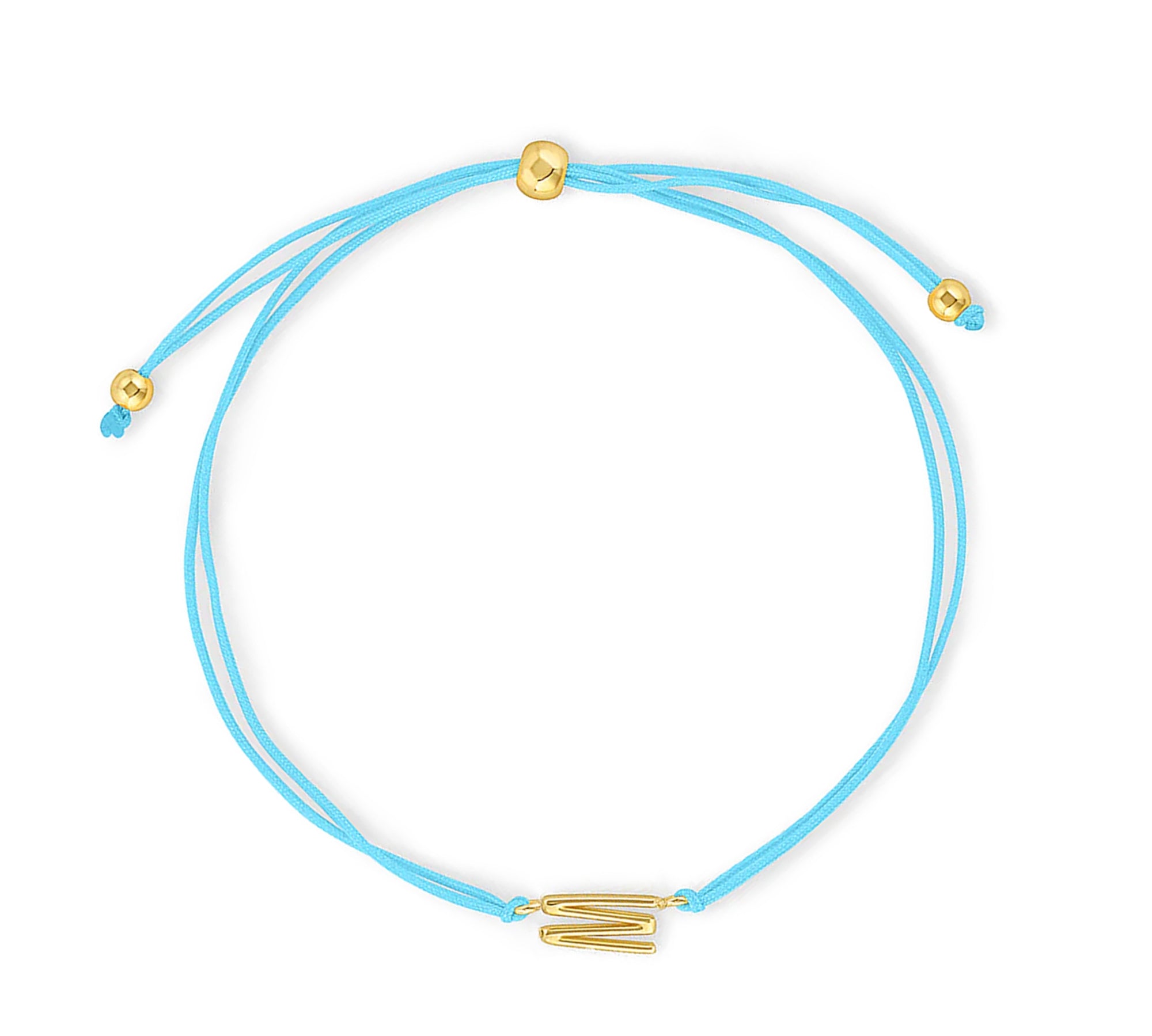 Pulsera hilo turquesa con inicial  m enchapada en oro 18K de AMBAR joyería fina