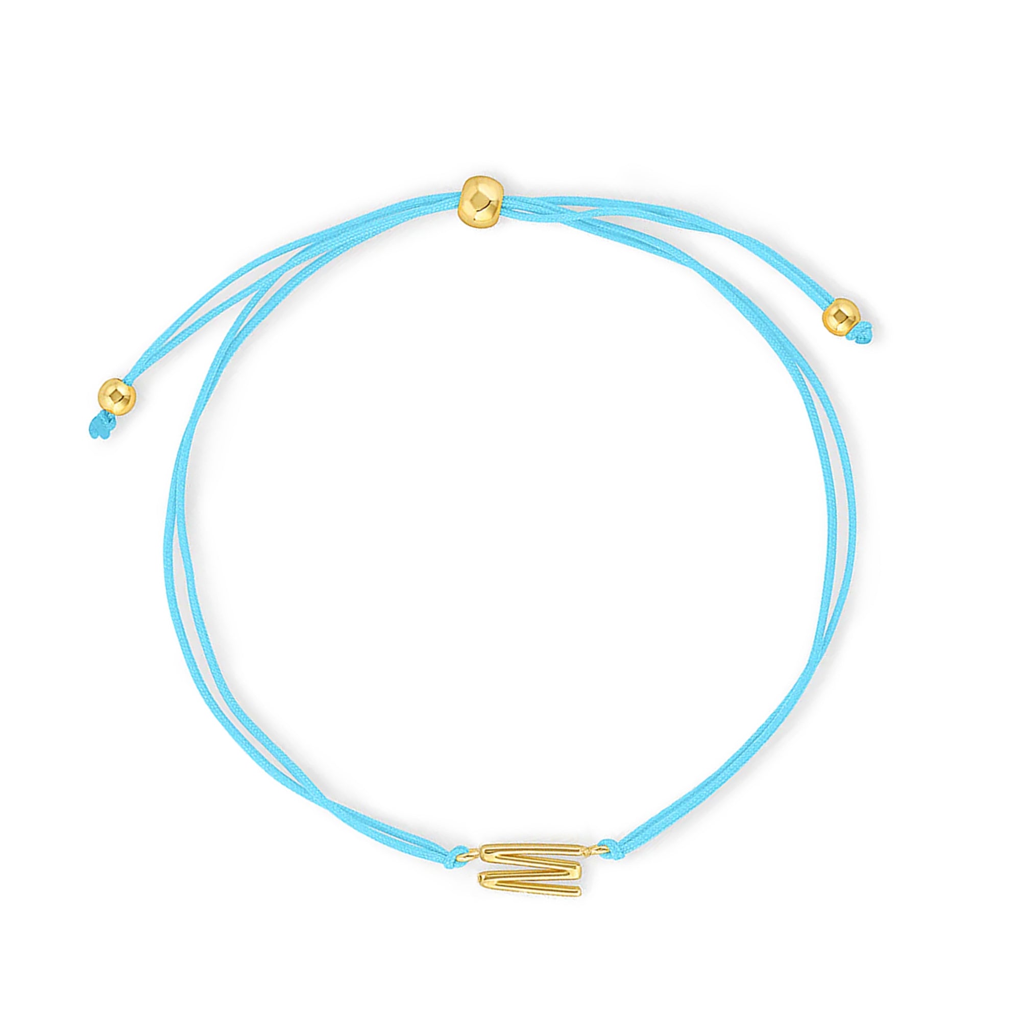Pulsera hilo turquesa con inicial  m enchapada en oro 18K de AMBAR joyería fina