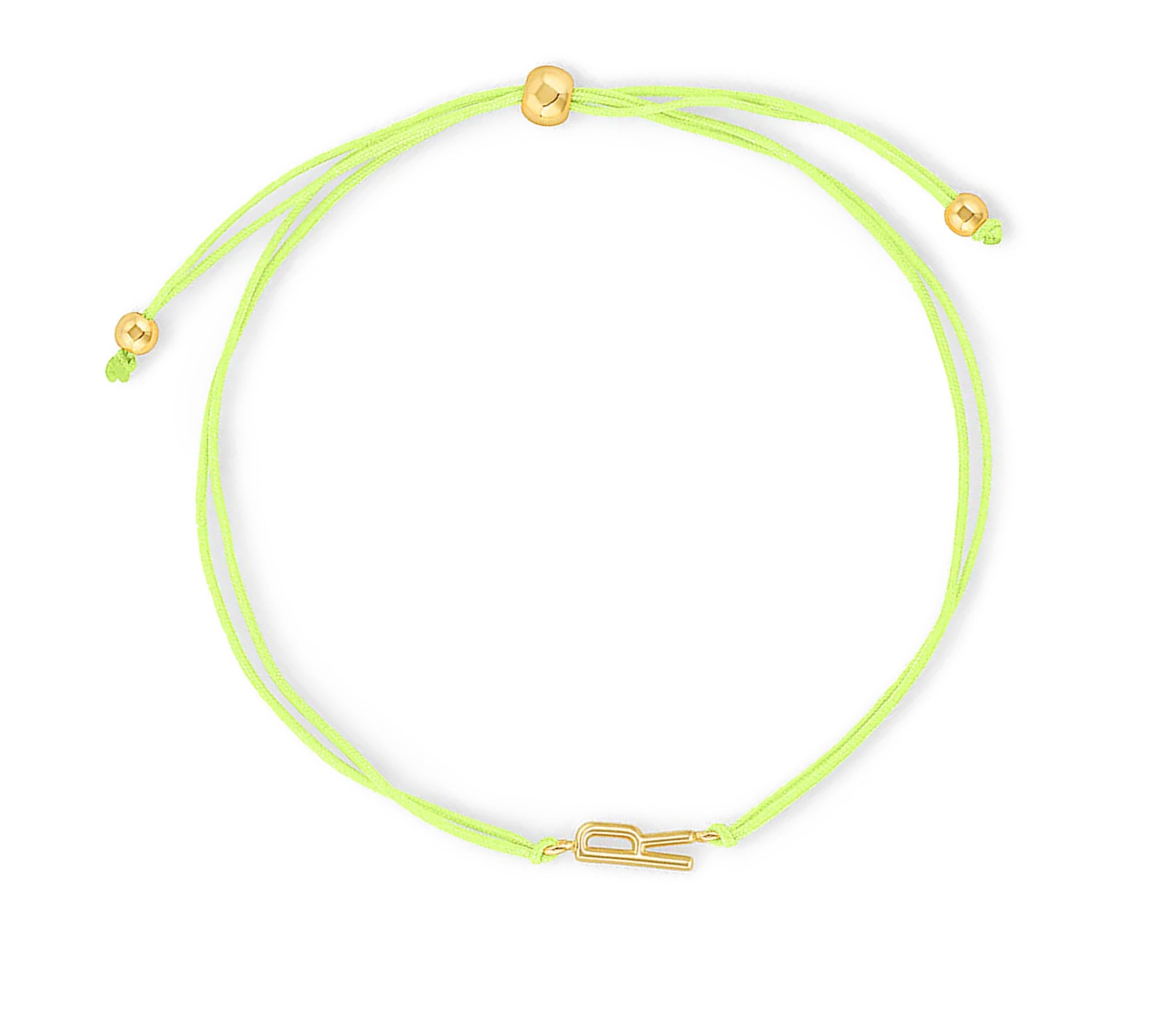 Pulsera hilo amarillo con inicial  r enchapada en oro 18K de AMBAR joyería fina