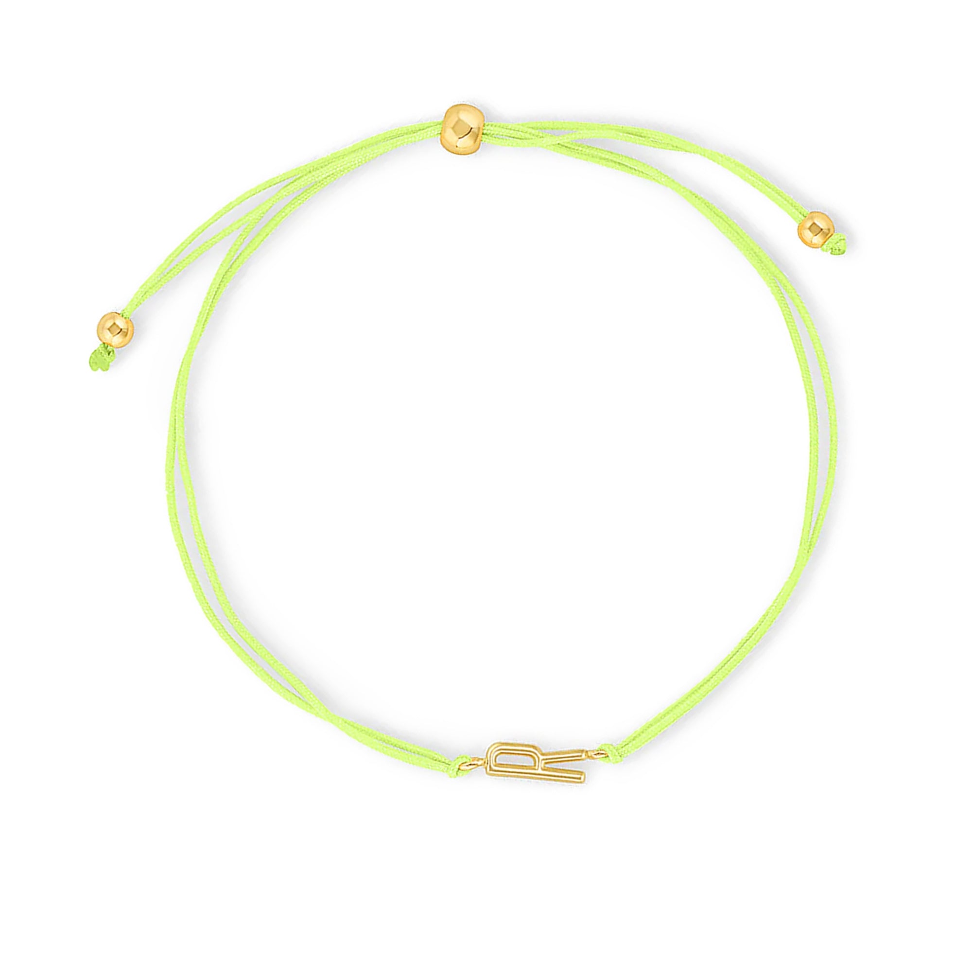 Pulsera hilo amarillo con inicial  r enchapada en oro 18K de AMBAR joyería fina
