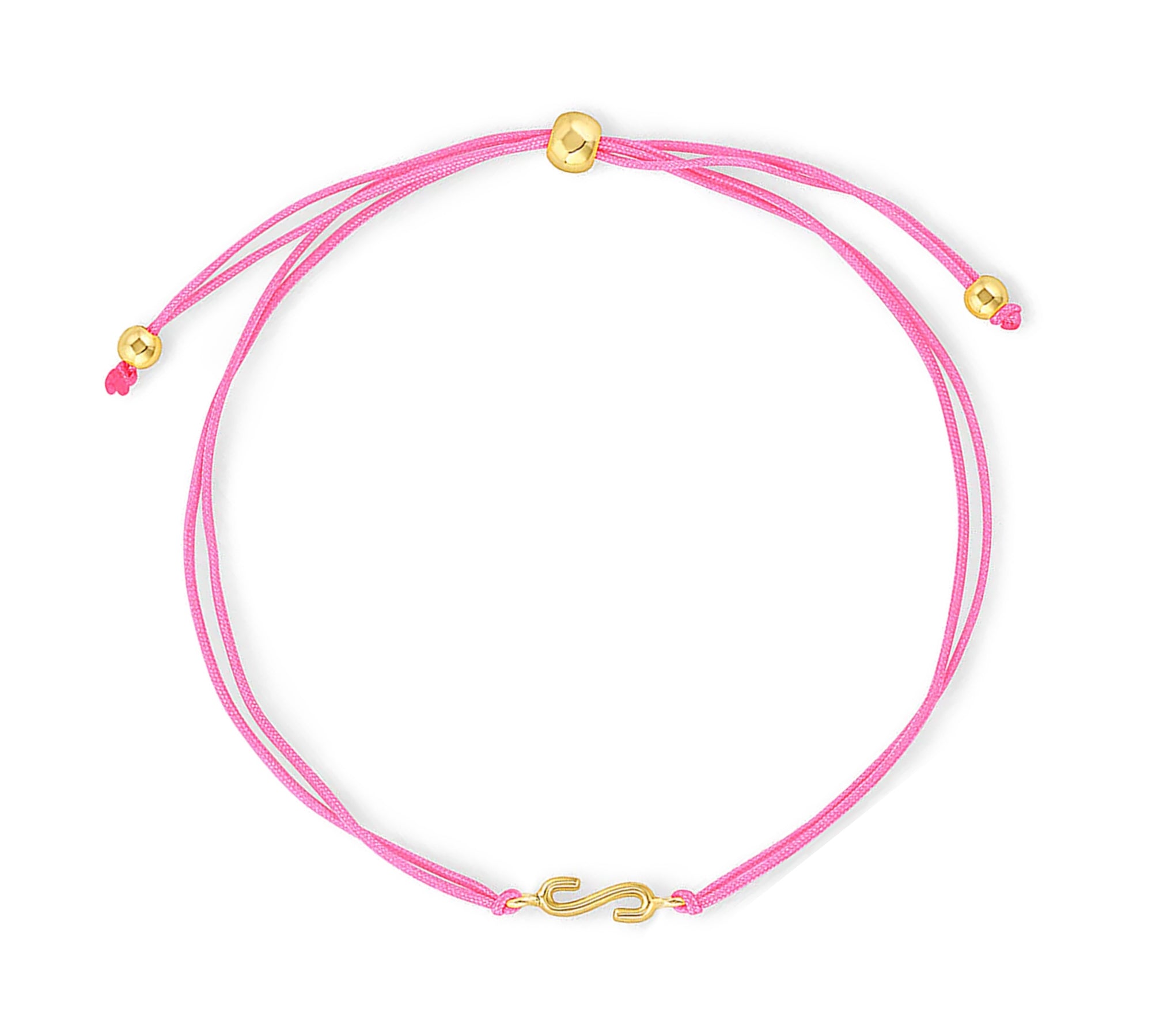 Pulsera hilo rosa con inicial  S enchapada en oro 18K de AMBAR joyería fina