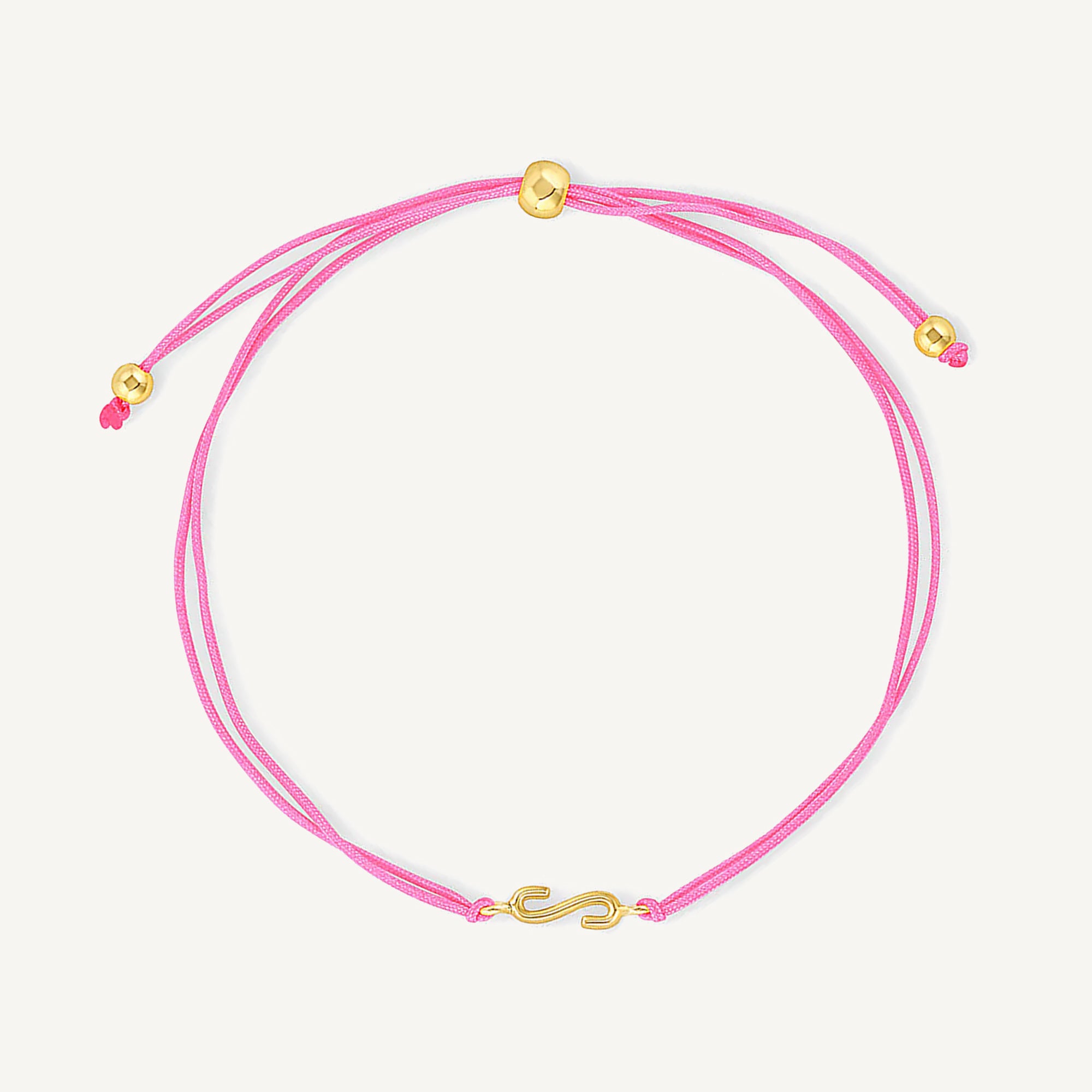 Pulsera hilo rosa con inicial  S enchapada en oro 18K de AMBAR 
