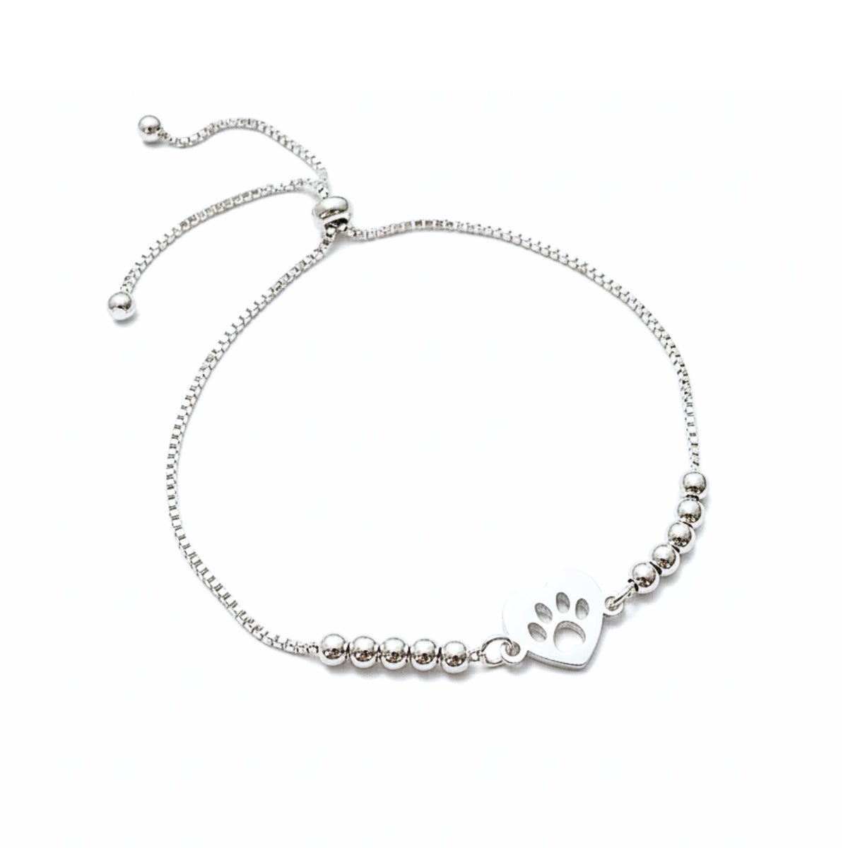 Pulsera de Plata 925 con placa, diseño de huellita de mascota, regulable de AMBAR joyeria