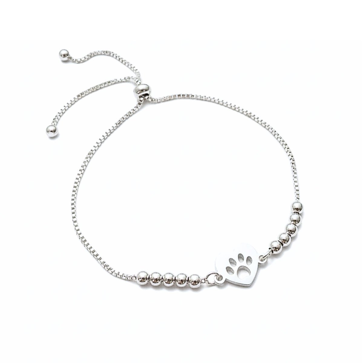 Pulsera de Plata 925 con placa, diseño de huellita de mascota, regulable de AMBAR joyeria