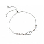 Pulsera de Plata 925 con placa, diseño de huellita de mascota, regulable de AMBAR joyeria