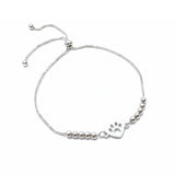 Pulsera de Plata 925 con placa, diseño de huellita de mascota, regulable de AMBAR joyeria