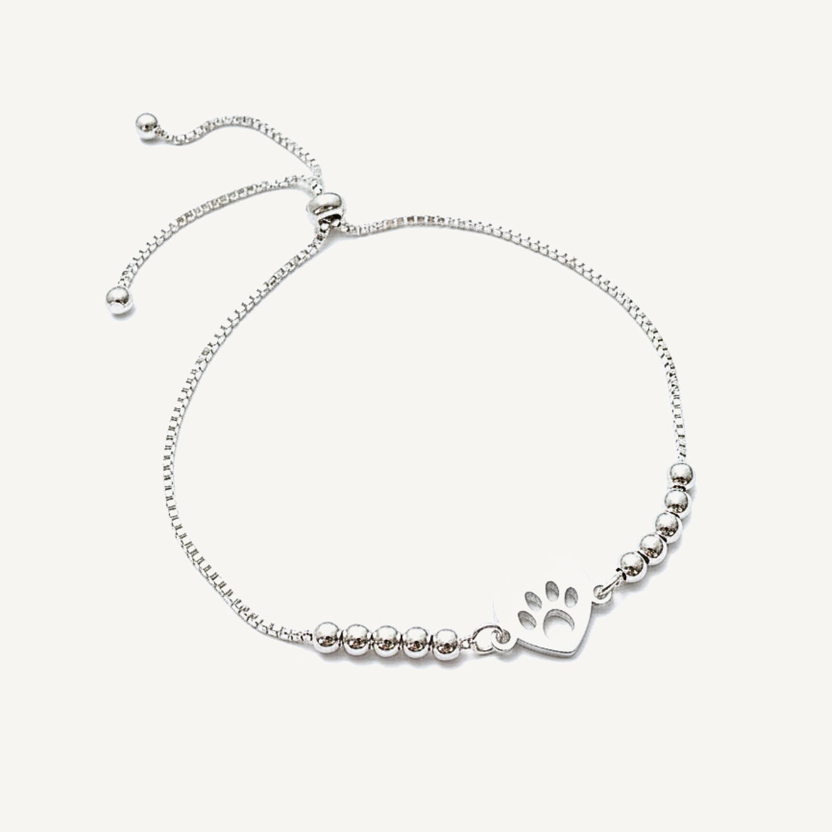 Pulsera de Plata 925 con placa, diseño de huellita de mascota, regulable de AMBAR joyeria