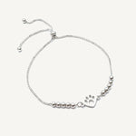 Pulsera de Plata 925 con placa, diseño de huellita de mascota, regulable de AMBAR joyeria