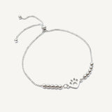 Pulsera de Plata 925 con placa, diseño de huellita de mascota, regulable de AMBAR joyeria