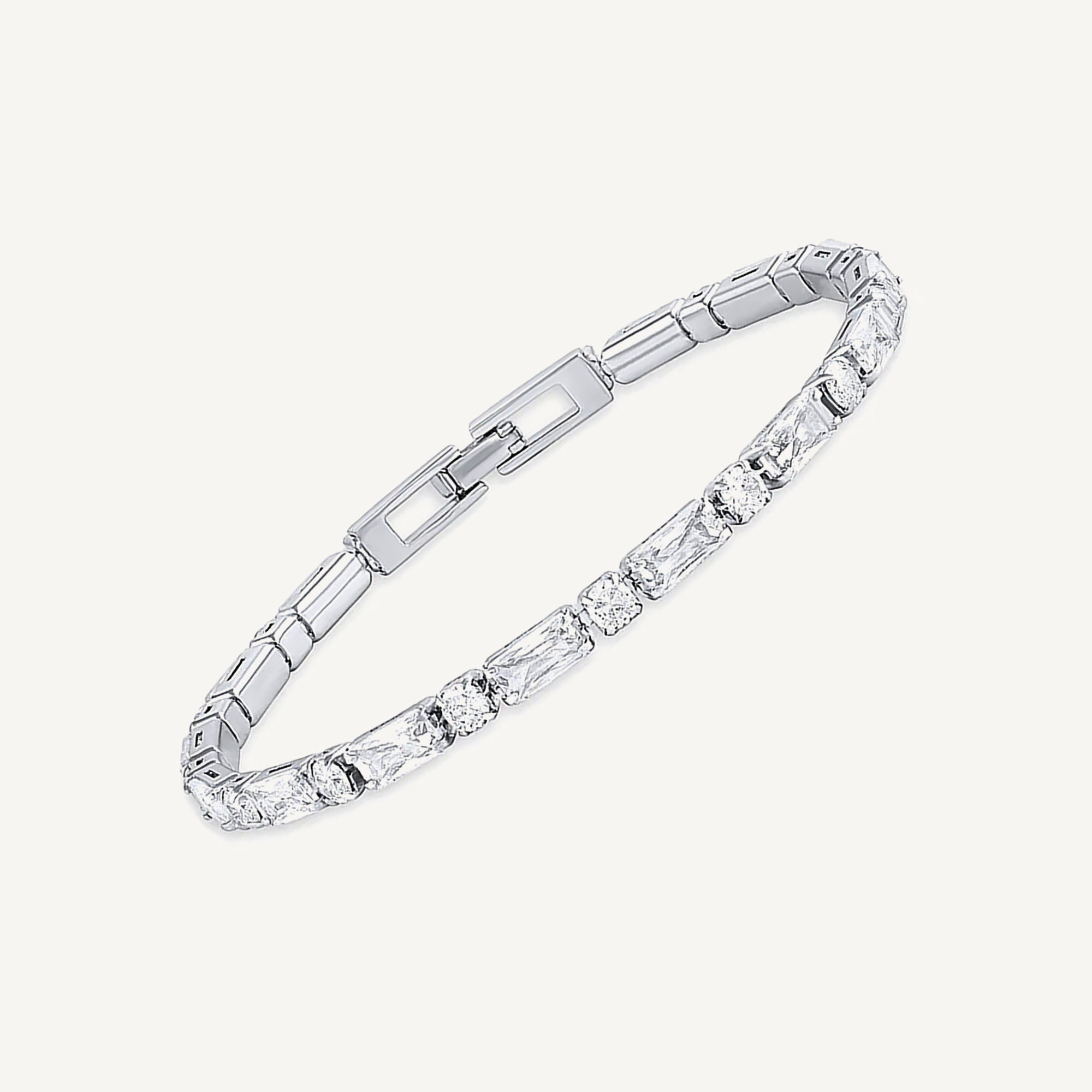 Pulsera tennis kingston circonita color cristal enchapada en rodio de AMBAR joyería fina