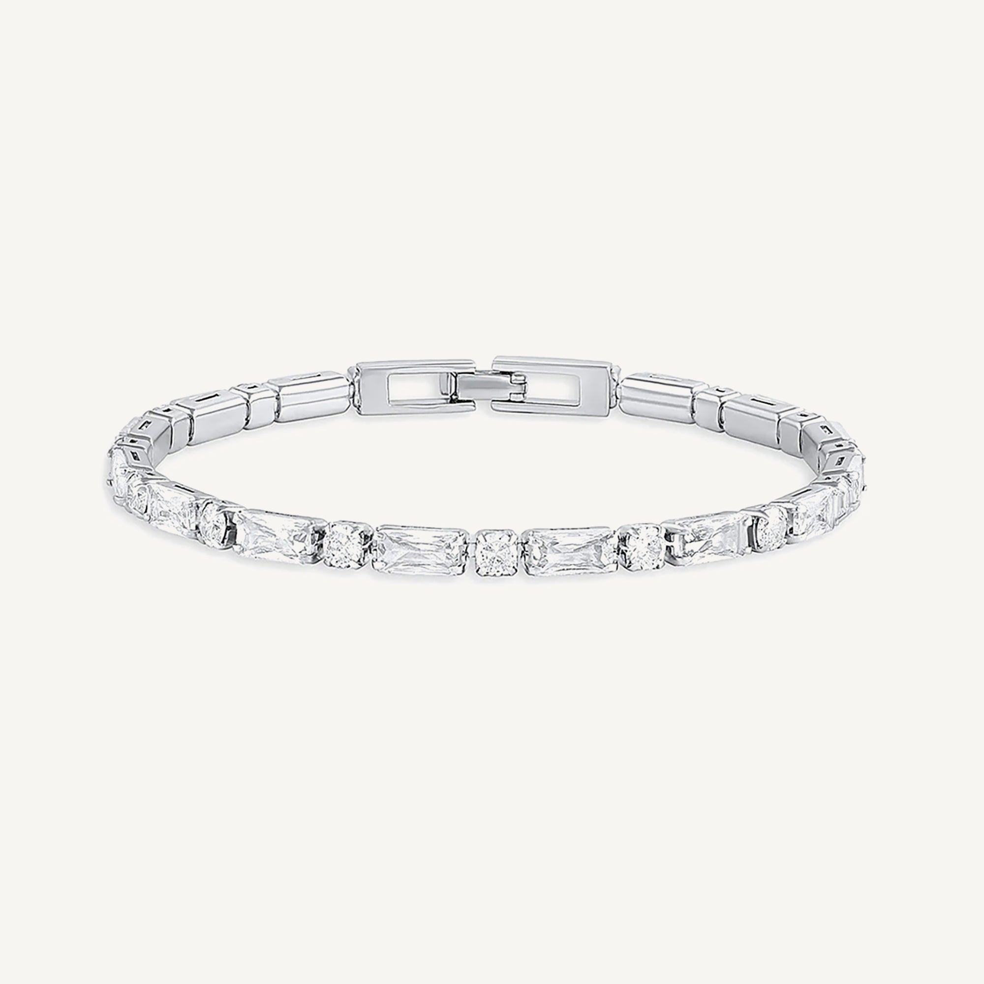 Pulsera tennis Baguette circonita enchapada en rodio de AMBAR joyería fina