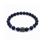 Pulsera Lapislázuli Noir para hombre con piedra natural lapislázuli azul y detalles de acero de AMBAR joyería fina