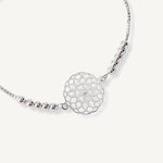 pulsera mandala florecer al detalle con sistema regulable  elaborada en plata 925 de AMBAR Joyería Fina