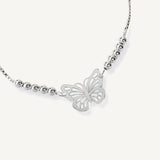 pulsera mariposa al detalle con sistema  regulable plata 925 elaborada en plata 925 de AMBAR Joyería Fina