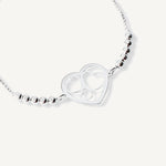 pulsera corazon mis amores con bolitas al detalle y sistema regulable elaborada en plata 925 de AMBAR Joyería Fina