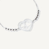 pulsera corazon mis amores con bolitas al detalle y sistema regulable elaborada en plata 925 de AMBAR Joyería Fina