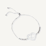 pulsera corazón mis amores con bolitas y sistema regulable elaborada en plata 925 de AMBAR Joyería Fina