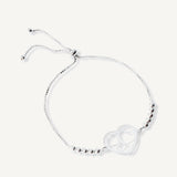 pulsera corazón mis amores con bolitas y sistema regulable elaborada en plata 925 de AMBAR Joyería Fina