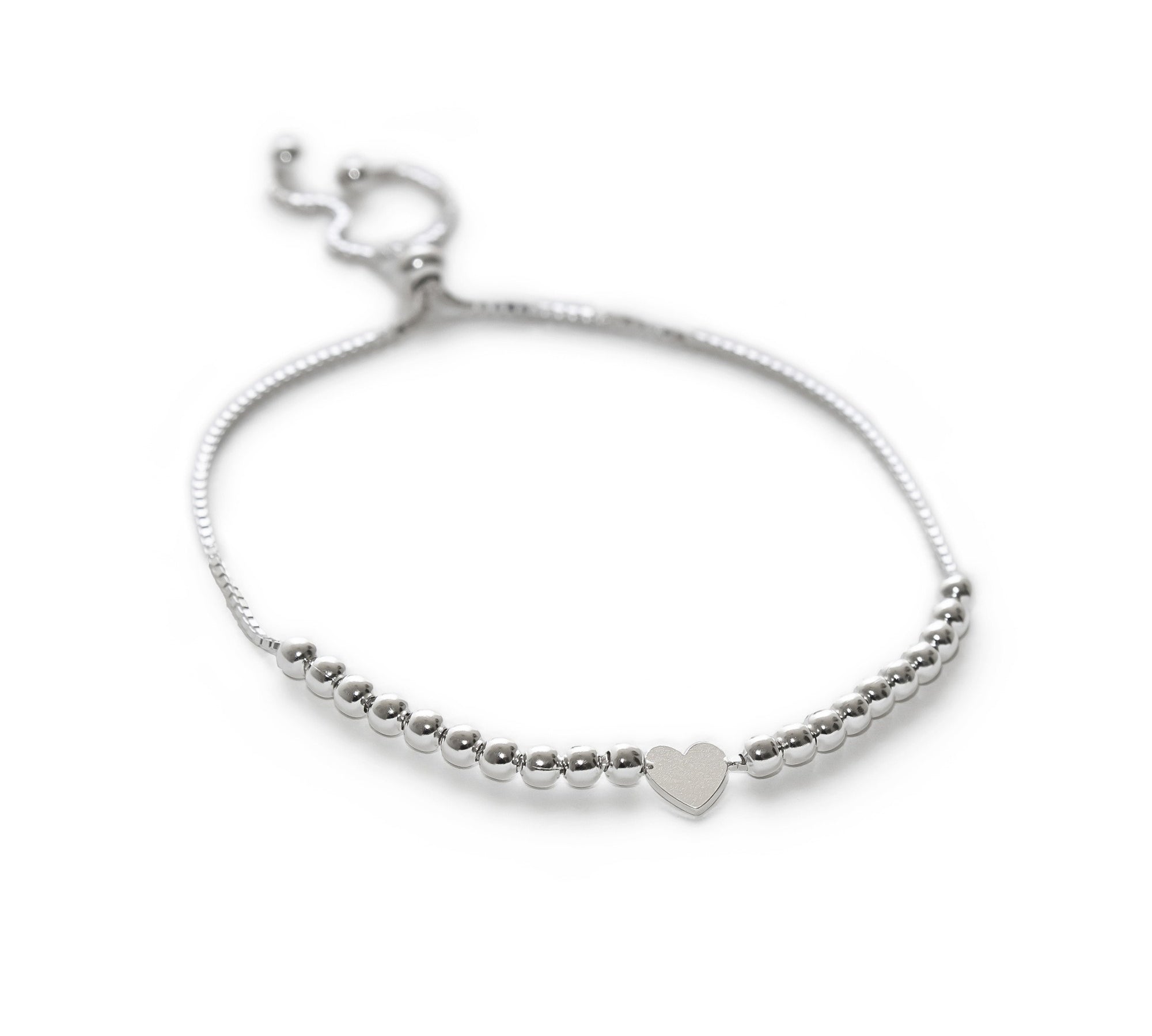 pulsera corazon morela con sistema regulable elaborada en plata 925 de AMBAR Joyería Fina