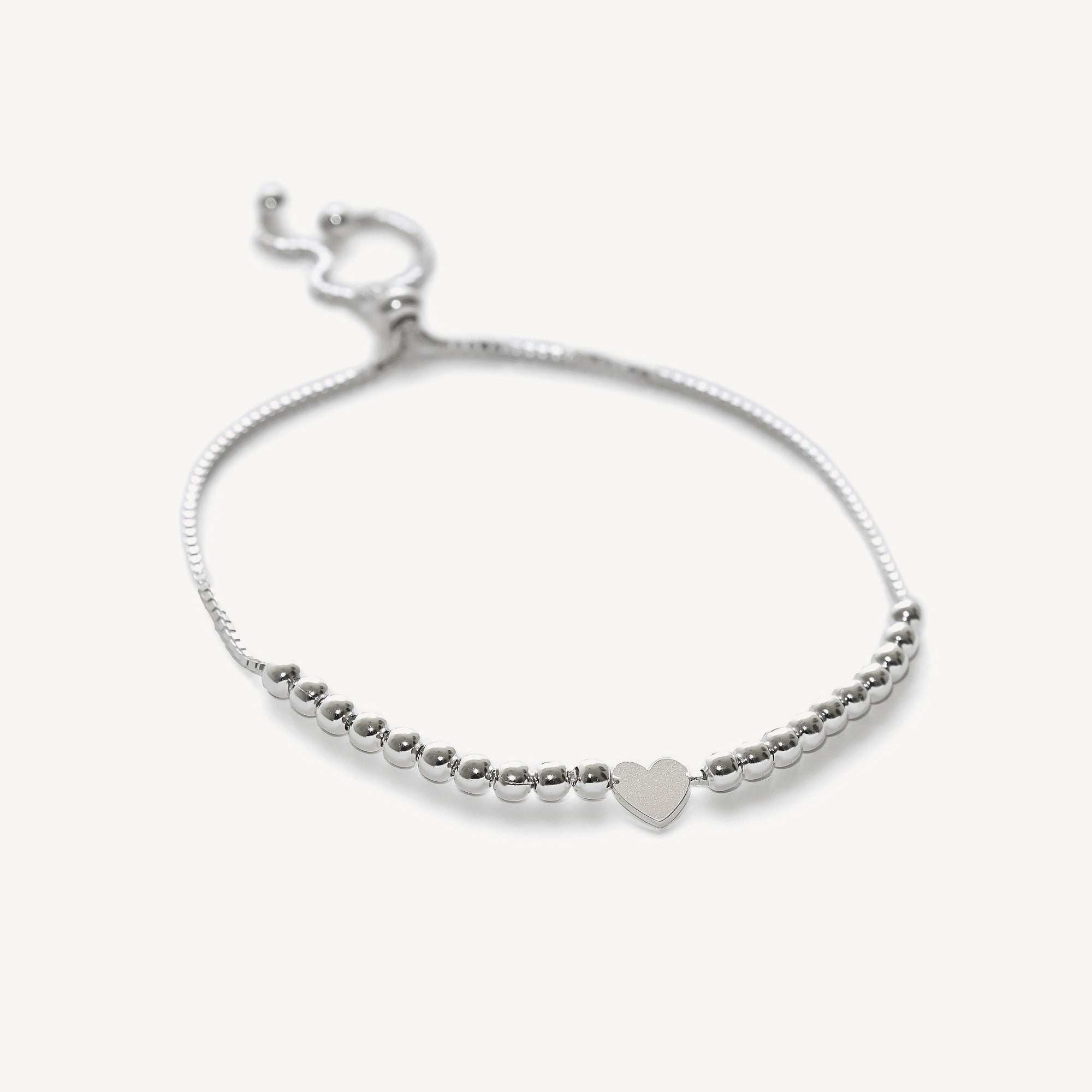 pulsera corazon morela con sistema regulable elaborada en plata 925 de AMBAR Joyería Fina