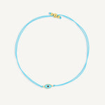  Pulsera hilo celeste ojo protector enchapada en oro 18K de AMBAR joyería fina