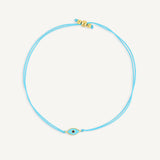  Pulsera hilo celeste ojo protector enchapada en oro 18K de AMBAR joyería fina