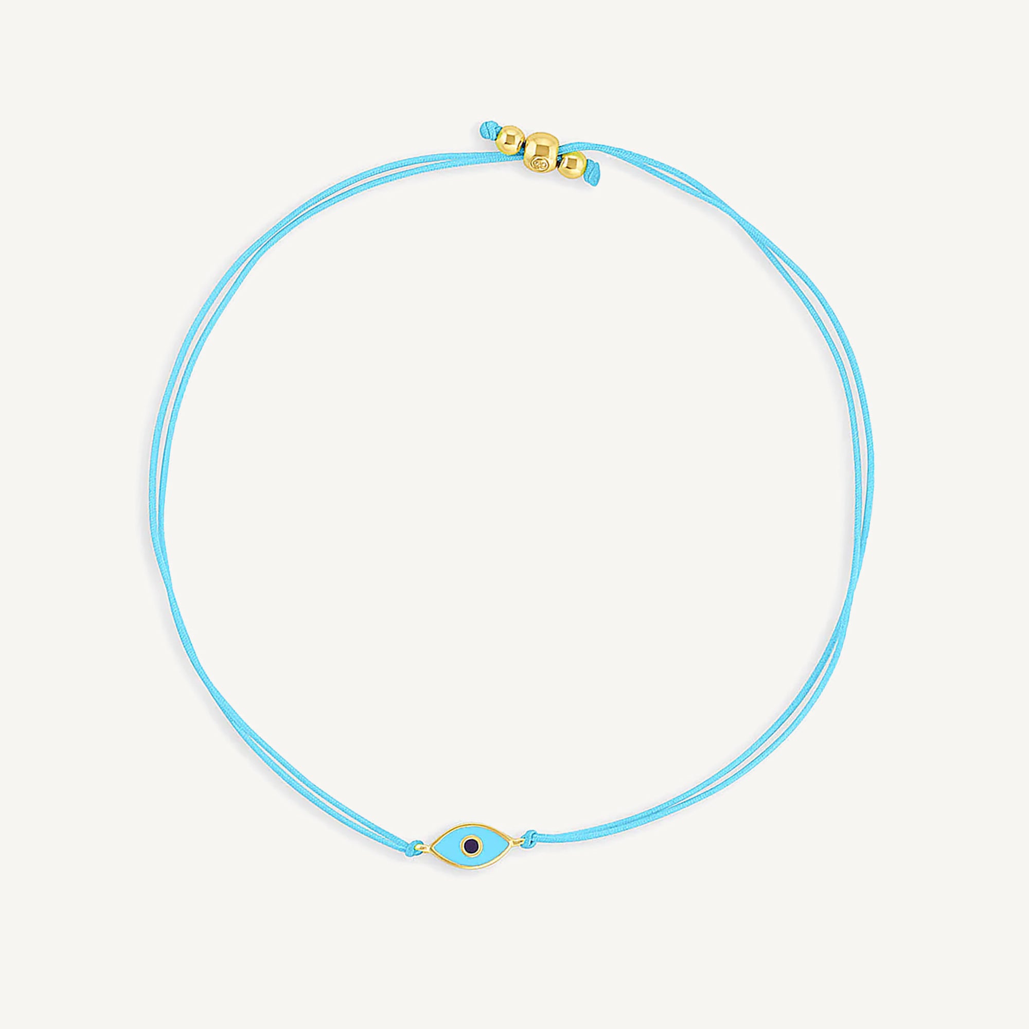  Pulsera hilo celeste ojo protector enchapada en oro 18K de AMBAR joyería fina
