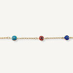 detalle Pulsera Ojo Turco Colorido en Oro Laminado de 18K de AMBAR Joyería Fina