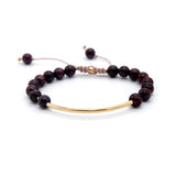 Pulsera Oriana elaborada con piedras naturales rodonitas y gold filled 14k de ambar joyería.