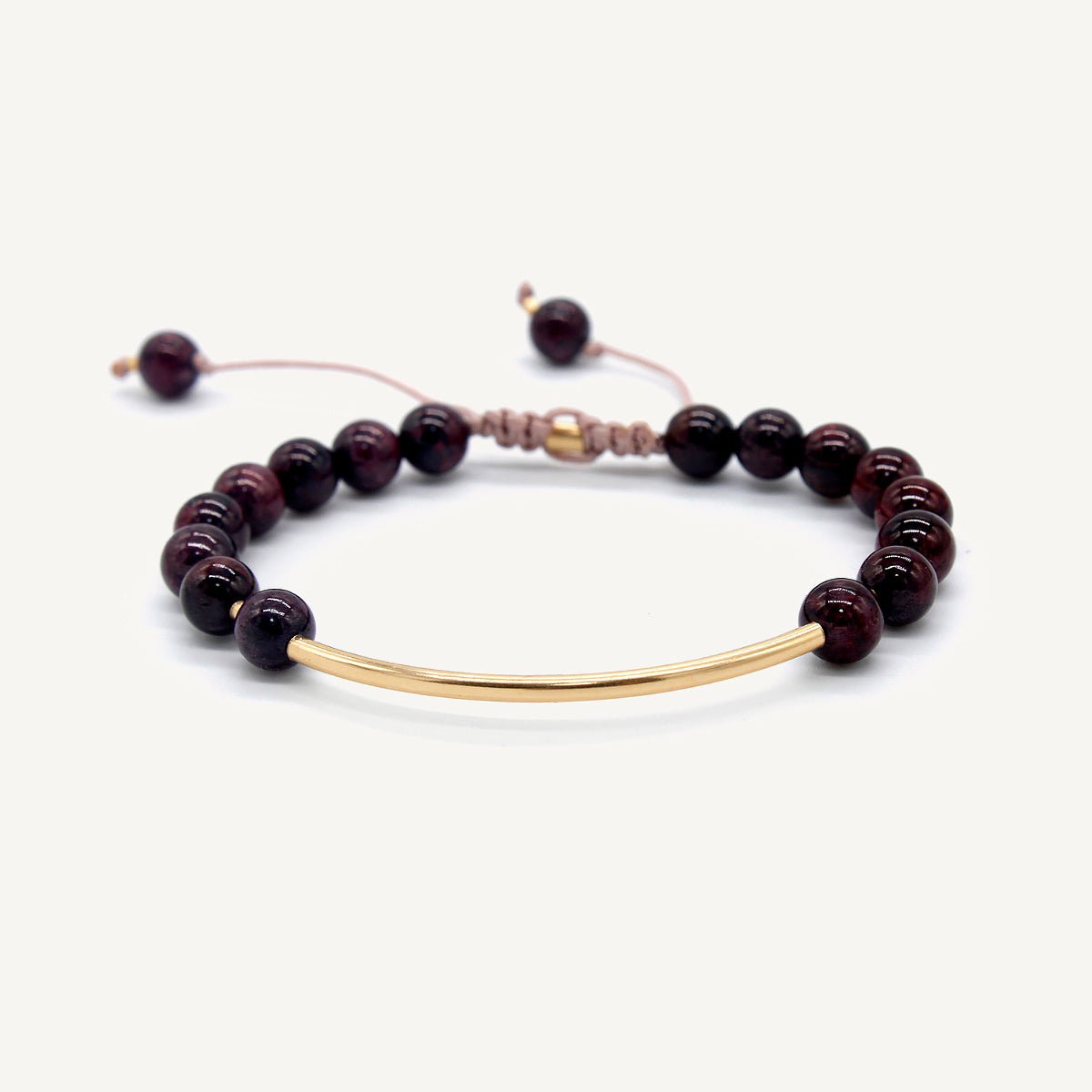 pulsera oriana de gold filled elaborada con piedras naturales rodonitas de ambar joyería.