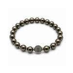 Pulsera Pirita San Benito Imperial para hombre con piedra natural de pirita y medalla central de acero de AMBAR joyería fina