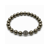 Pulsera Pirita San Benito Imperial para hombre con piedra natural de pirita y medalla central de acero de AMBAR joyería fina