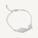 pulsera con placa de nube y avion de plata 925.