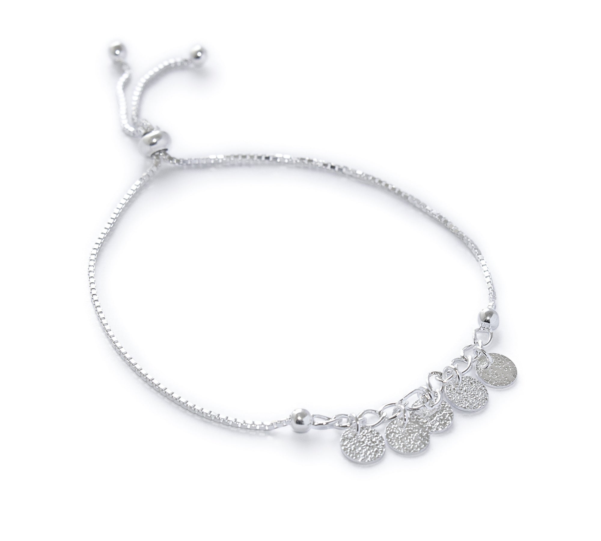 Pulsera plaquitas con bolitas y sistema regulable, ideal para toda ocasión elaborada en plata 925 de AMBAR Joyería Fina