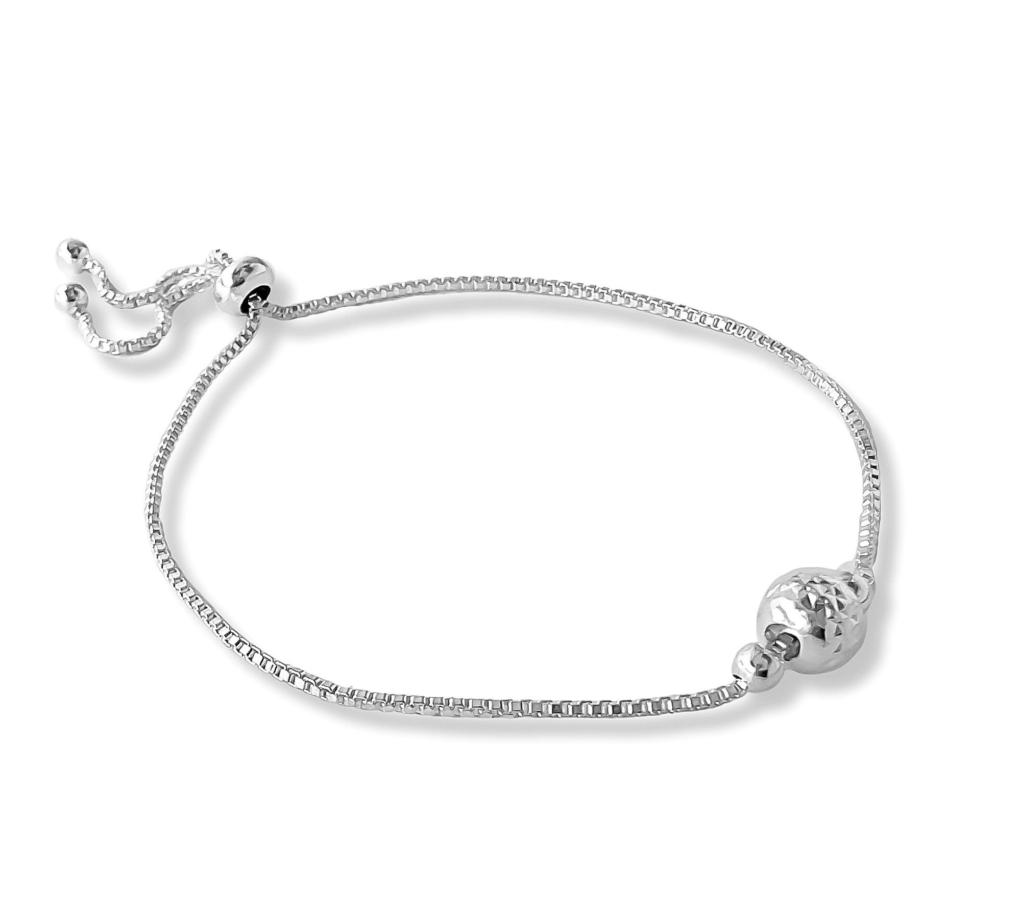 pulsera bolita facetadas con sistema de ajuste regulable elaborada en plata 925 de AMBAR Joyería Fina