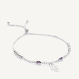 pulsera regulable manito y cristal morado elaborada en plata 925 de AMBAR Joyería 