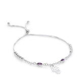pulsera regulable manito y cristal morado elaborada en plata 925 de AMBAR Joyería 