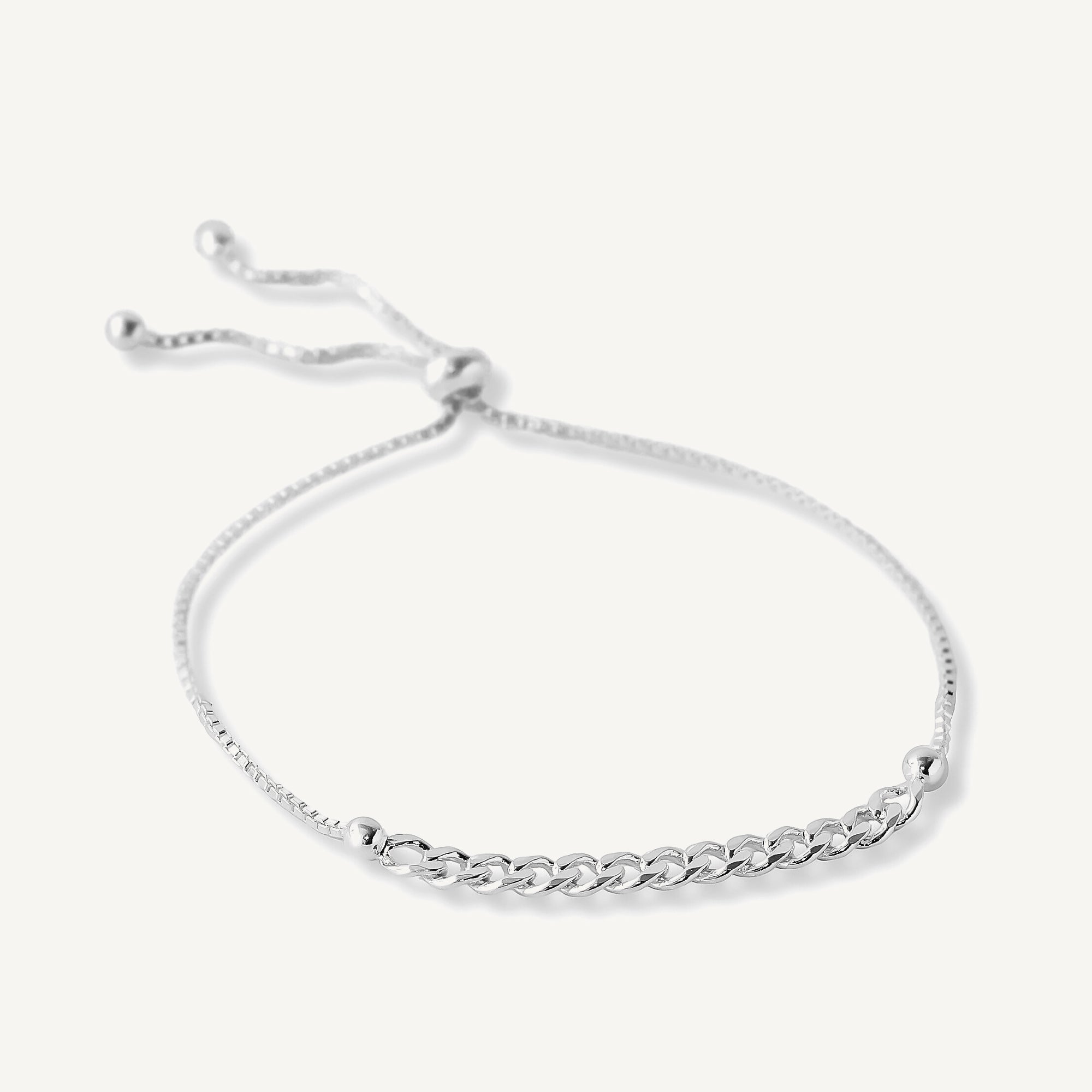 Pulsera de eslabones cartier con sistema regulable elaborado en plata 925 de AMBAR Joyería v