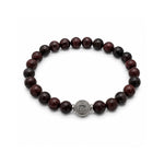 Pulsera Rodonita San Benito Imperial para hombre con piedra natural rodonita y medalla central de acero de AMBAR joyería fina