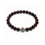 Pulsera Rodonita San Benito Imperial para hombre con piedra natural rodonita y medalla central de acero de AMBAR joyería fina