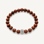 Pulsera San Benito Aura con piedra Lluvia de Oro de 8 mm, dije San Benito y aplicaciones de Plata 925.